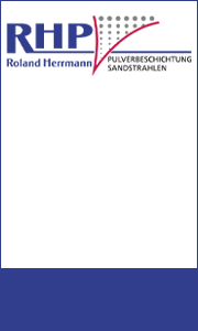 Banner von RHP Roland Herrmann Pulverbeschichtung mit Kontaktdaten und Informationen zu professioneller Pulverbeschichtung in Hohentengen.